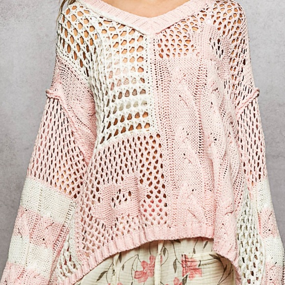 97 💕 POL Pink and White Knit Sweater - Picture 3 of 8